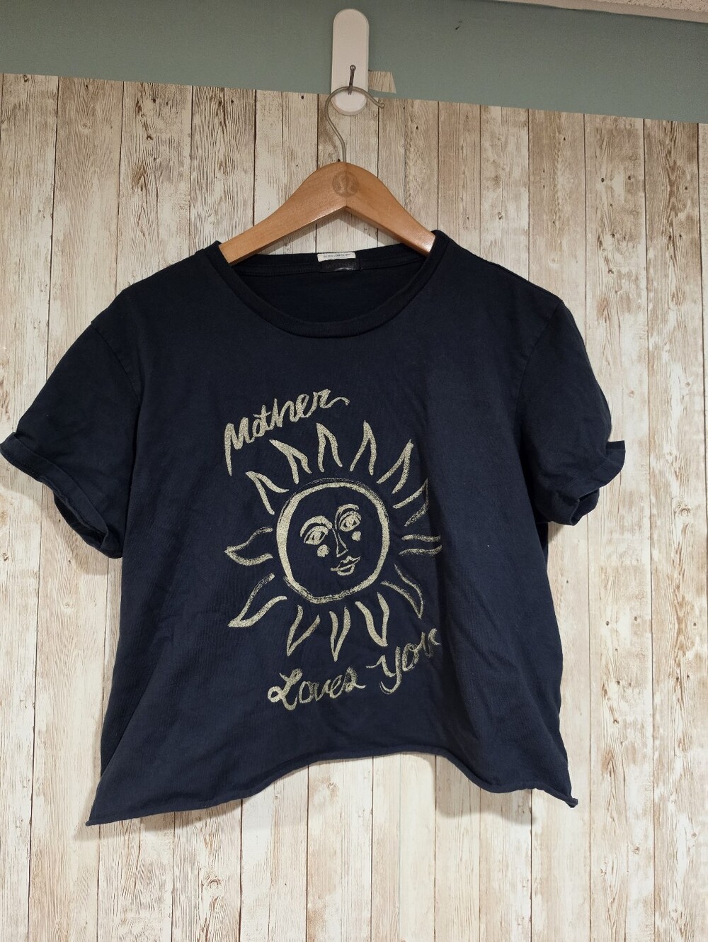 MOTHER The Rowdy Cutoff Graphic T Shirt Mother Loves You Sun Navy M